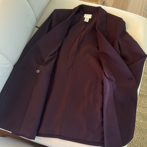 NEW|| H&M Oversize Burgundy Blazer Size XS - Picture 13 of 14